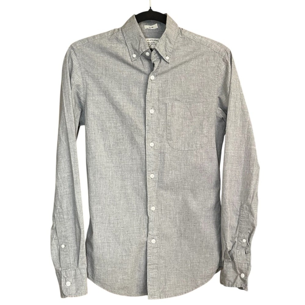 J. Crew Gray Casual Slim Button Down Shirt with‎ Long Sleeves Unisex XS